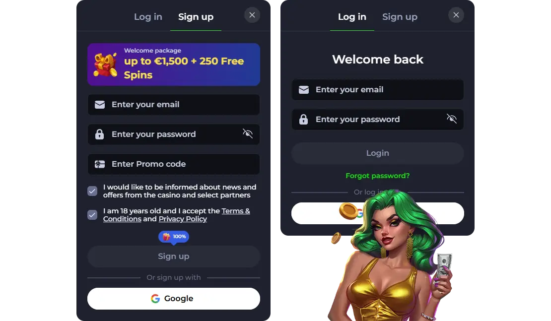 XtraSpin registration and login